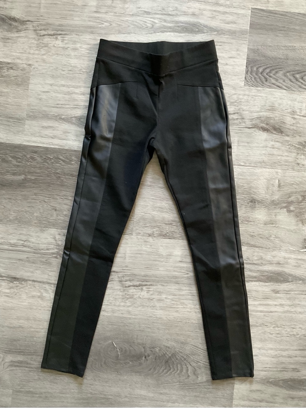 Black Faux-Leather Paneled Leggings